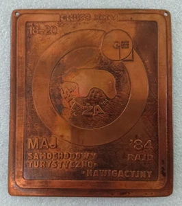 Placa antigua medalla Orden Sleza Samochodowy Rajd Turystyczno Nawigacyjny 1984 - Imagen 1 de 2