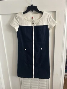 Courrèges Eveda Navy Color Block zipper mini dress Size 38 Japan - Picture 1 of 6