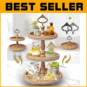Elegant 3-in-1 Wooden Tiered Tray with Interchangeable Handles for Stylish Homes - Picture 1 of 11