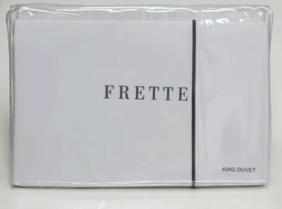 Frette One Bourdon King Duvet Cover White/Grey 100% Cotton Percale - Image 1 of 4