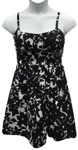 B. Smart Women Size 10 Adjustable Strap Empire Waist Sundress Black/White Floral - Picture 1 of 8