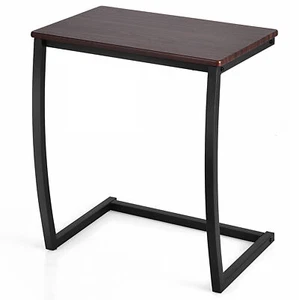 Sofa Side End Table C-shaped Coffee Tray Laptop Snack Stand with Steel Frame - Picture 1 of 11