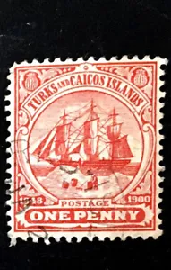 1905 TURKS & CAICOS ISLANDS EARLY STAMP. OLD SAILING BOAT - Picture 1 of 1