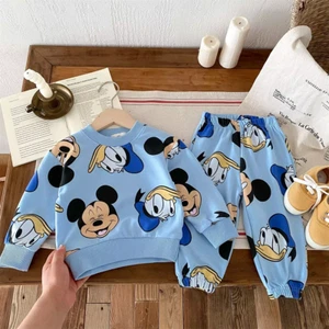 New Autumn/Winter Girls and Boys Clothing Set Cartoon Mickey Mouse Sweatshirt Lo - Picture 1 of 6