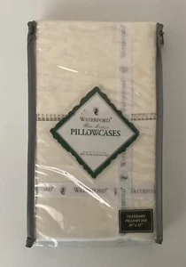 Ropa de cama Waterford 1 par de fundas de almohada estándar Tosca Scroll marfil 400TC nuevas - Imagen 1 de 5