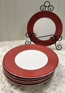 Set of 6 Pagnossin Treviso Ironstone Salad Plates 8 1/4” Burgundy Made in Italy - Picture 1 of 9