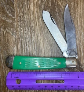 Vintage Green Troublesome Creek Stainless Steel 2 Blade Folding Pocket Knife - Picture 1 of 10