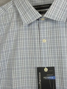 PERRY ELLIS Portfolio Men's Dress Shirt 2XL Blue Multi Check Wrinkle Free NEW - Picture 1 of 12