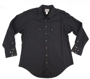 Rockmount Ranch Wear Shirt Mens Large Black Western Diamond Snaps Made in USA - Picture 1 of 8