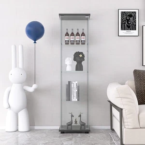 4-Tier Tempered Glass Display Cabinet with Glass Door, Floor Standing Curio Cabi - Picture 1 of 8