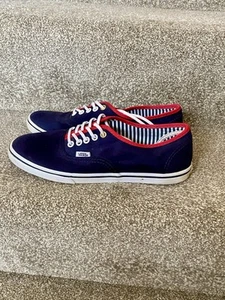 Vans Unisex Navy Red Canvas Lace Up Sneakers Skate Shoe Pumps Size UK 6 - Imagen 1 de 7