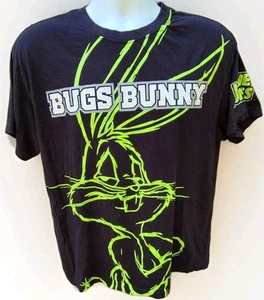 Looney Tunes Bugs Bunny  100% Cotton,Black w/Neon Green S/S Sz.Lg. T-Shirt - Picture 1 of 6