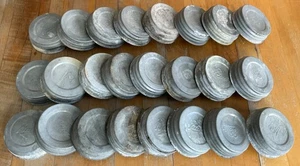 VINTAGE KONVOLUT X 24 GEBRAUCHT = KUGEL ZINK EINMACHGLAS DECKEL - Bild 1 von 7