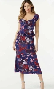 Vestido midi Sofia Vergara para mujer de fiesta en el jardín talla S púrpura floral sin mangas - Imagen 1 de 9
