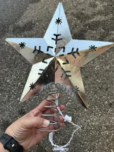 Beleuchtete Christbaumspitze 5 Punkt Stern Silber Ashland - warmweiße LED Lichter - Bild 1 von 11