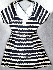 LulaRoe Alicia Kleid mit gekreuztem Rücken schwarz beige wellig Streifen Damen Gr. 3XL 24-26 - Bild 1 von 13