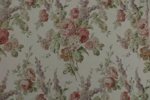 MULBERRY CURTAIN/UPHOLSTERY FABRIC DESIGN "Vintage Floral" 6 METRES 100% LINEN - Picture 1 of 7