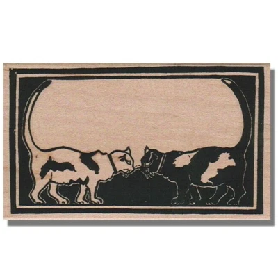 Sello de goma para gato, 2 gatos, Art Nouveau, gatito, mascota, tarjeta, bonito, gatito, victoriano Foto 1 de 2