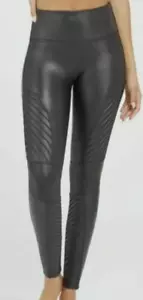 SPANX FAUX LEATHER MOTO LEGGINGS VERY BLACK 20136R WOMEN'S SIZE XL New w/ Tags - Picture 1 of 6