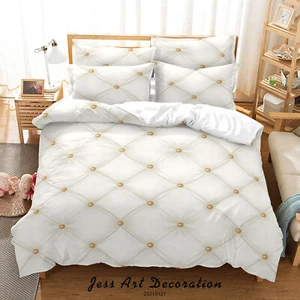 3D Soft Luxury White Pattern Quilt Cover Set Duvet Cover Bedding Pillowcases - Picture 1 of 6