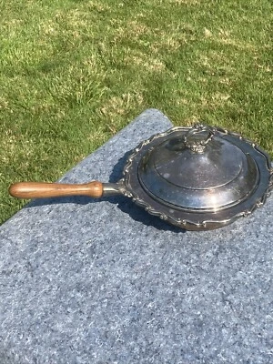 Rogers Plato de Plata Calentamiento Frotamiento Plato Mango de Madera Grande 13" Diámetro Rollos Foto 1 de 4