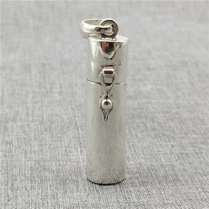 Medallón colgante de plata esterlina 925 de cilindro liso caja de memoria de oración - Imagen 1 de 5