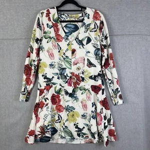 Thurley Dress Womens 10 White Floral Butterfly Silk Blend Party Occasion D16 - Picture 1 of 11