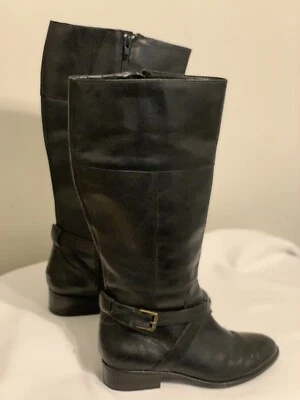 Ralph Lauren black leather boots tall knee-high riding women US 6.5B Euro 37 UK4 - Image 1 of 4
