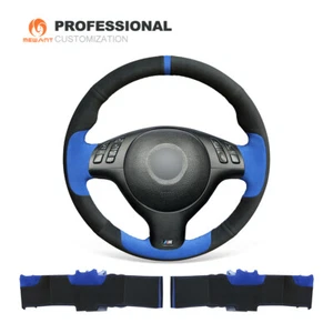 MEWANT DIY Blue Suede Steering Wheel Cover for BMW E36 E36/5 E46/5 5 Series E39 - Picture 1 of 8