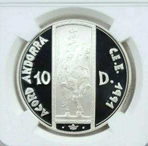 1995 ANDORRA SILVER 10 DINERS EURASIAN CUSTOMS UNION NGC PF 69 ULTRA CAMEO TOP - Picture 1 of 4