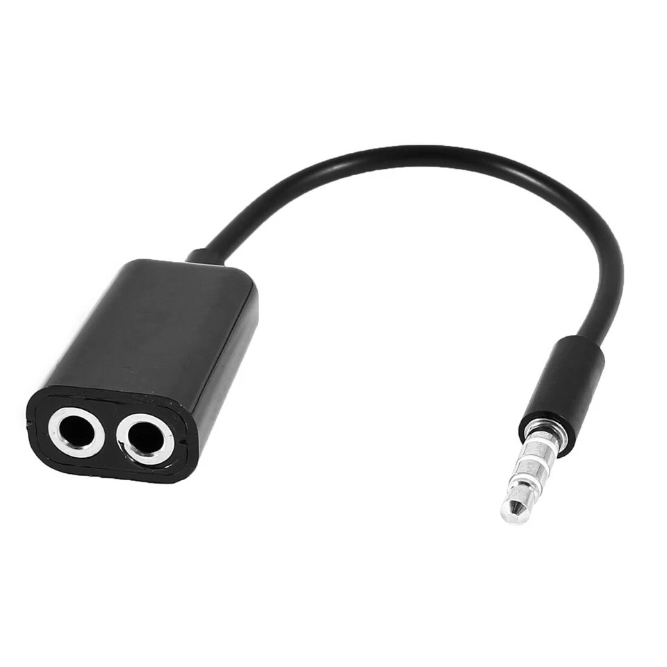 3.5mm Dual Buchse zu Stecker Sprecher Audio Kabel Adapter schwarz 18cm 7"lang - Bild 1 von 1