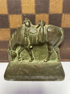 Antik Pferd Guss Metall Türstopper Türstopper Buchstütze Bronzefarben Western - Bild 1 von 18