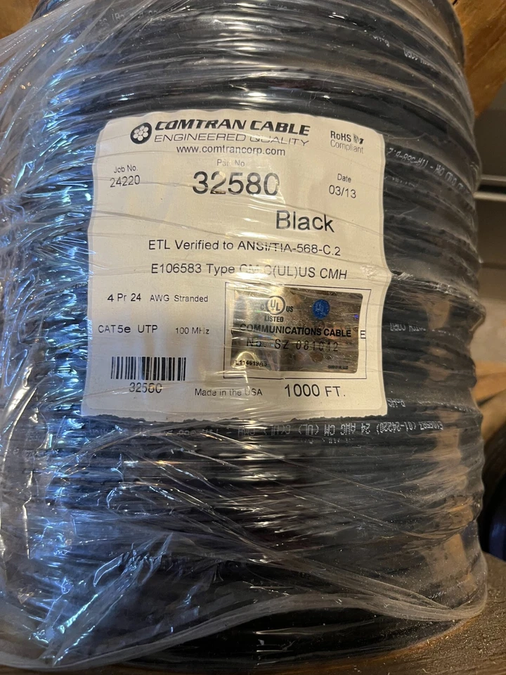 Comtran 32580 Cat 5E Stranded PVC CM 1000' Reel, - Image 1 of 1