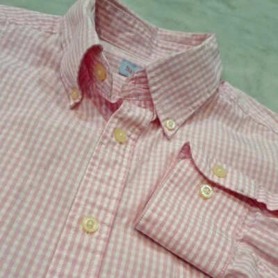 Barry Bricken Large Mens Pink White Gingham Button Down Longsleeve Shirt - Image 1 of 4