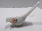 VINTAGE FENTON OPALESCENT WHITE GLASS DOVE PINK APPLIED FLOWER WITH RIBBON