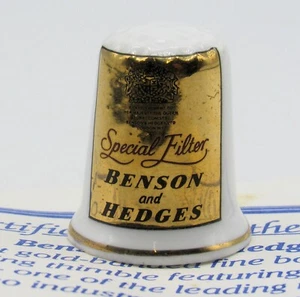THE THIMBLE GUILD COLLECTABLE BONE CHINA THIMBLE 'BENSON AND HEDGES' WITH COA - Picture 1 of 6
