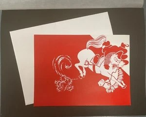 VINTAGE HENRI LAFAYETTE SALESMAN SAMPLE BUCKAROO RODEO SANTA CHRISTMAS CARD - Picture 1 of 3