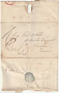 c.1808 ANDOVER CHILOMETRAGGIO PMK WRAPPER TO REV WEBB AT MR QUICKS DRUGGIST IN TIVERTON - Foto 1 di 2