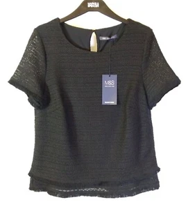 Top M&S Negro Clásico Inteligente Forrado Manga Corta Talla 12 Marks and Spencer - Imagen 1 de 4