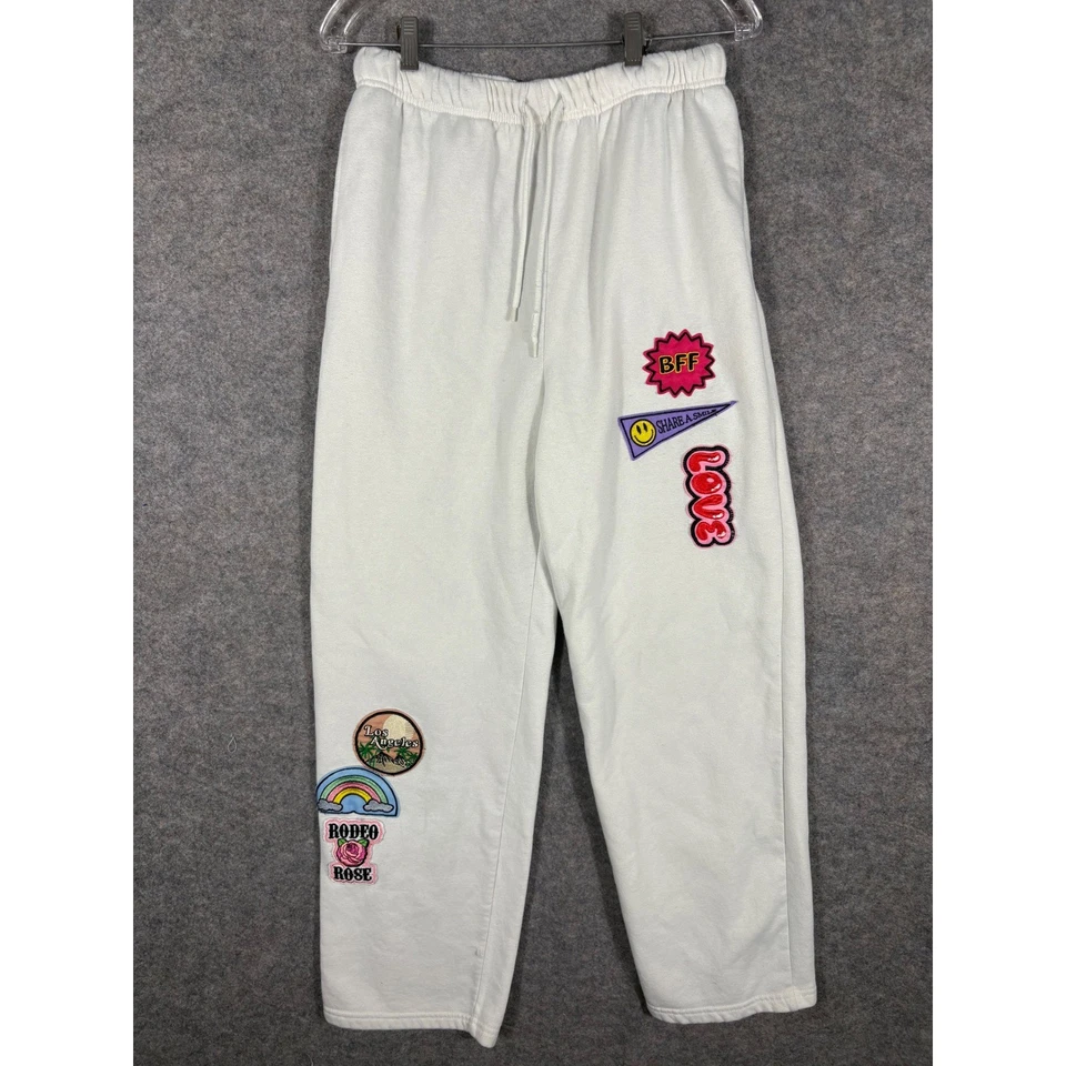 Pantalones deportivos blancos Vinyl Icon XL con parches divertidos BFF Love Los Angeles Rodeo Foto 1 de 4