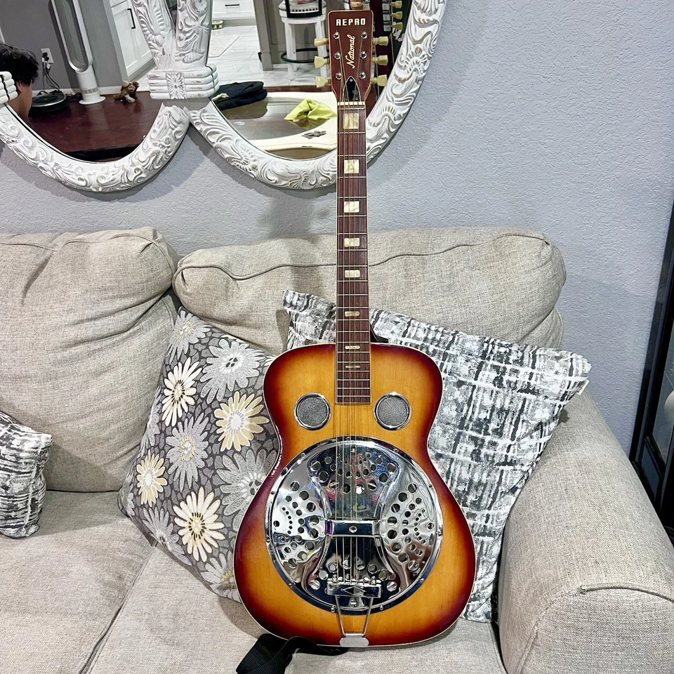 Guitarra ressonadora vintage resofônica nacional dos anos 1970 Dobro Steel Japão - Imagem 1 de 4