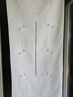 Tenda puro lino con ricamo a mano 57x150 cm tenda a pannello - Immagine 1 di 4