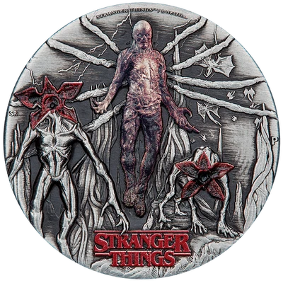 2026 Tuvalu Stranger Things Villains 2 oz Silver Colorized Antiqued Coin - Image 1 of 4