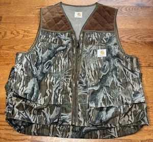 Chaleco de Caza Camuflado Roble Mossy Carhartt Años 80 De Colección HECHO EN EE. UU. Chaleco de Lona L/XL - Imagen 1 de 7