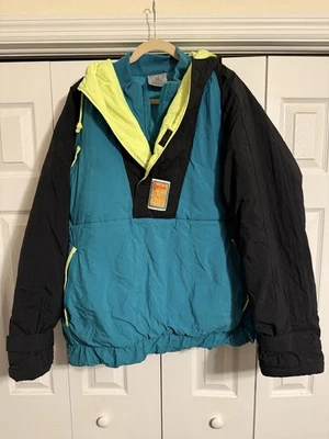 Vintage Rip Curl Adventure Anorak Jacket XL Teal Black Yellow Surf Snow 80s 90s - Image 1 of 4