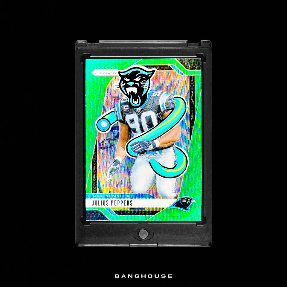 1/1 JULIUS PEPPERS 🔥 BLACK PANTHER GREEN PRIZM SSP 🔥 PENINI: ONE OF ONE ART - Image 1 of 4