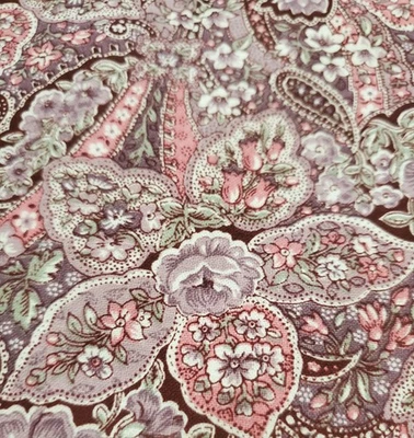 De colección Años 70 Peter Pan Telas Púrpura Rosa Paisley Algodón Edredón Tela 3 Yardas 44"  Foto 1 de 4