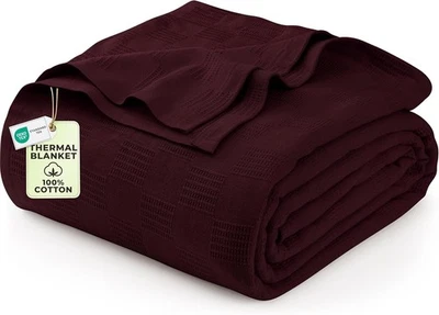 Manta Utopia Ropa de Cama Borgoña 100% Algodón [Talla King - King,  Foto 1 de 4