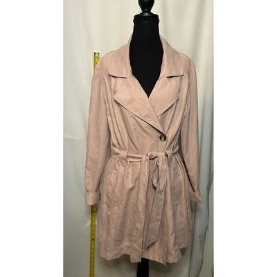 Trench coat feminino Jack rosa com cinto peito duplo colarinho de lapela médio - Imagem 1 de 4
