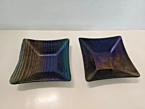 Dichroitisches Glas Schmuck Geschirr Paar in lila irisierend "wie besehen" - Bild 1 von 8